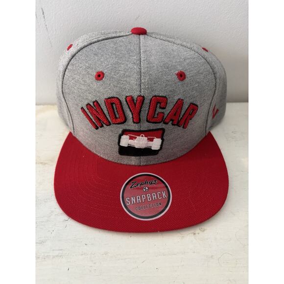 Zephyr INDYCAR Revered 3D Flatbill Cap Hat Snapback Racing Grey Red NEW - Picture 1 of 6